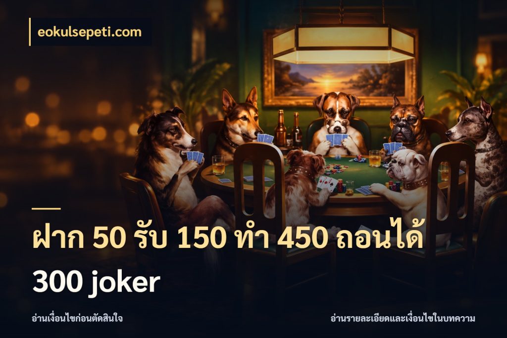 ฝาก 50 รับ 150 ทํา 450 ถอนได้ 300 joker eokulsepeti.com โปรยอดรับที่สายเกมสนใจ