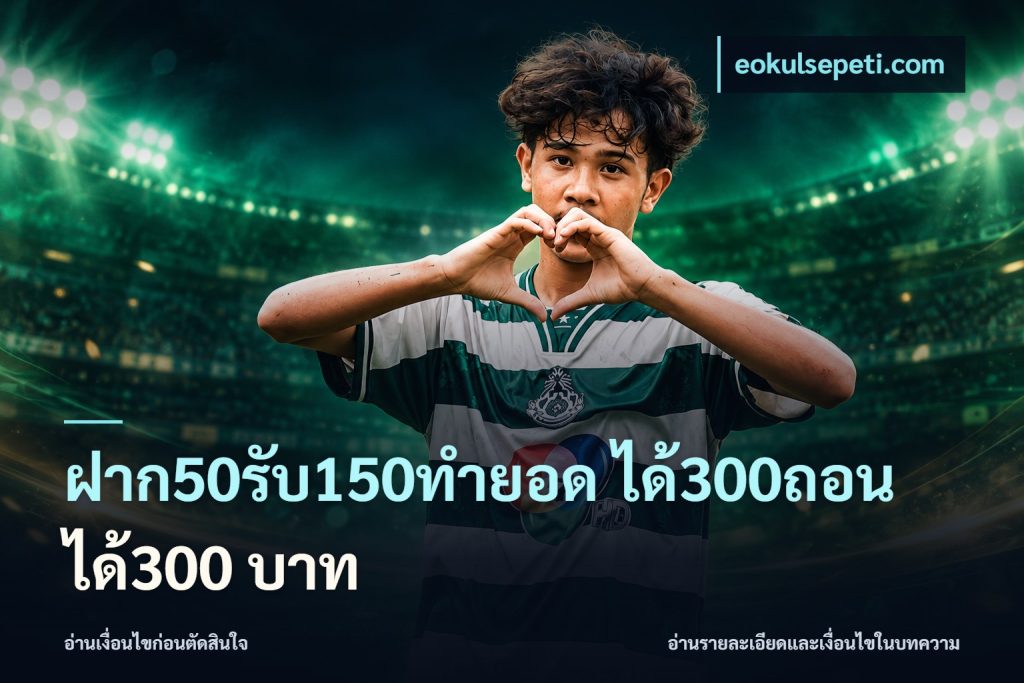 ฝาก50รับ150ทำยอด ได้300ถอนได้300 บาท